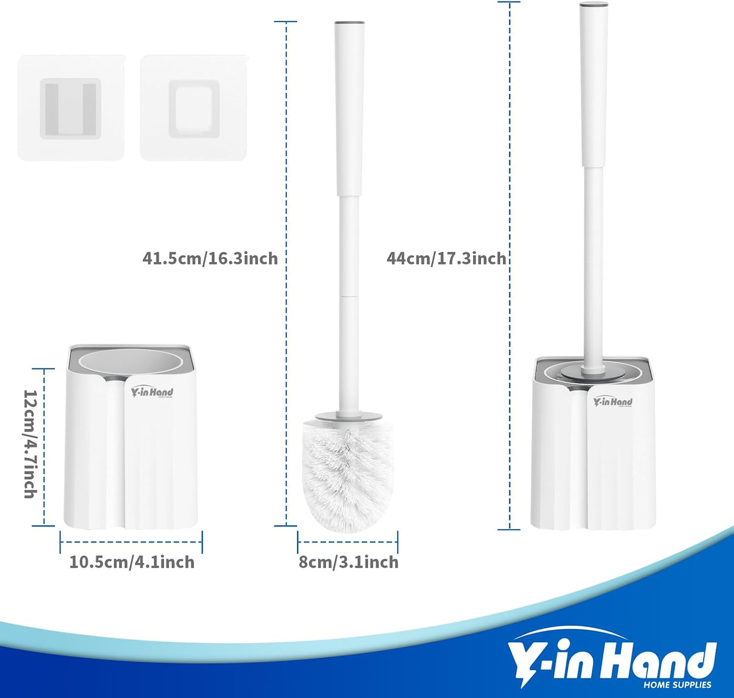 Toilet Brush and Holder Set, Silicone Toilet Bowl Brush, Bathroom Accessories, Durable Toilet Scrubber Bristles, Compact Size for RV, Wall Mountable, Drip-Proof, Deep Cleaning. (White)