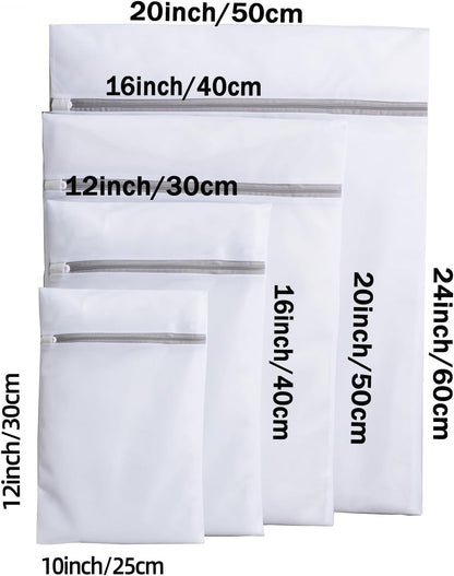 Mesh Laundry Bags, Mesh Wash Bags, Durable Mesh Structure with Strong Zipper, Suitable for Underwear, Delicate Clothes, Pants, Shoes, Socks Washing (Small Fine Mesh, XS 10 * 12in*4pcs)