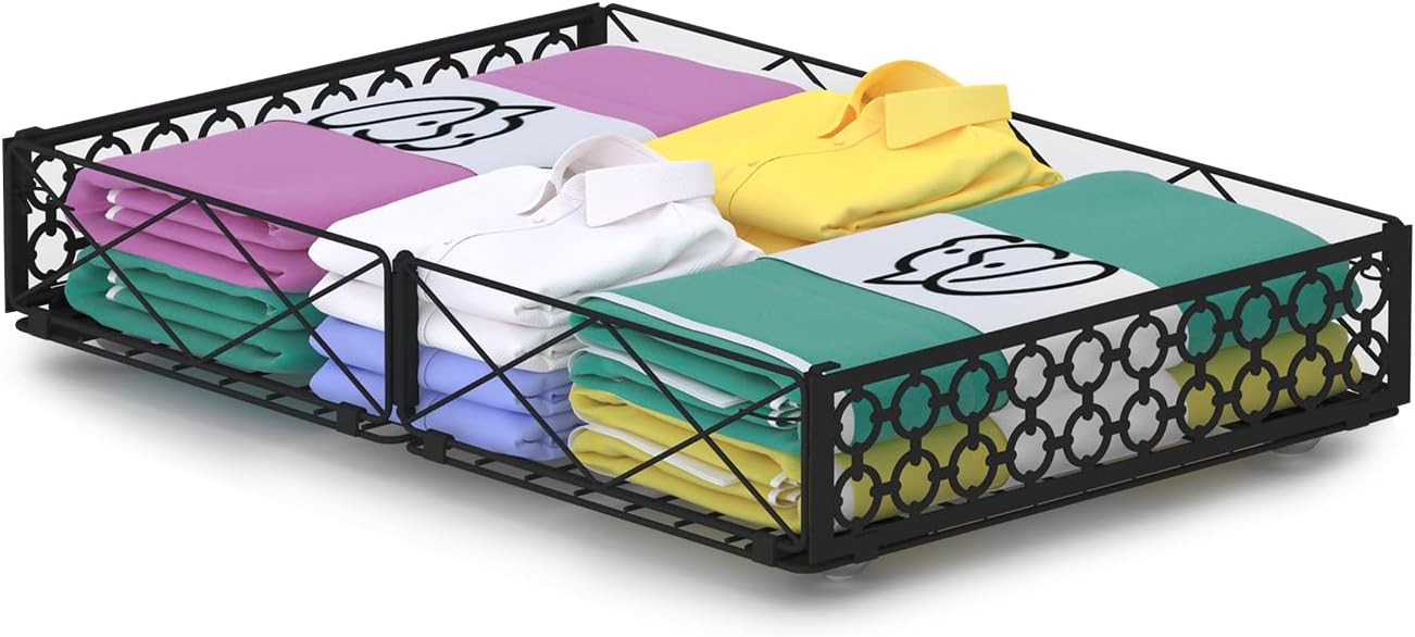 NADAMOO Under Bed Storage with Wheels, 2 Pack Rolling Under Bed Storage Containers，Foldable Metal Under the Bed Organizer Bins for Bedroom Clothes Shoes Blankets