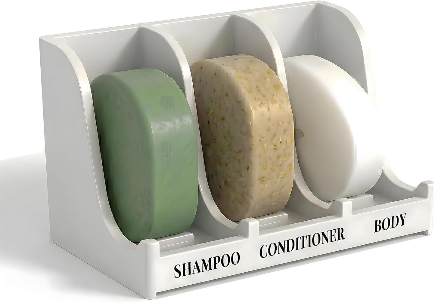 Soap Holder for Shower Wall, 3-Compartment Soap Dish for Shampoo, Conditioner and Body Soap, Fast Draining & Rust-Proof & Heavy Duty, Ultra-Strong Adhesive for Long-Term Bathroom Use & Freestanding