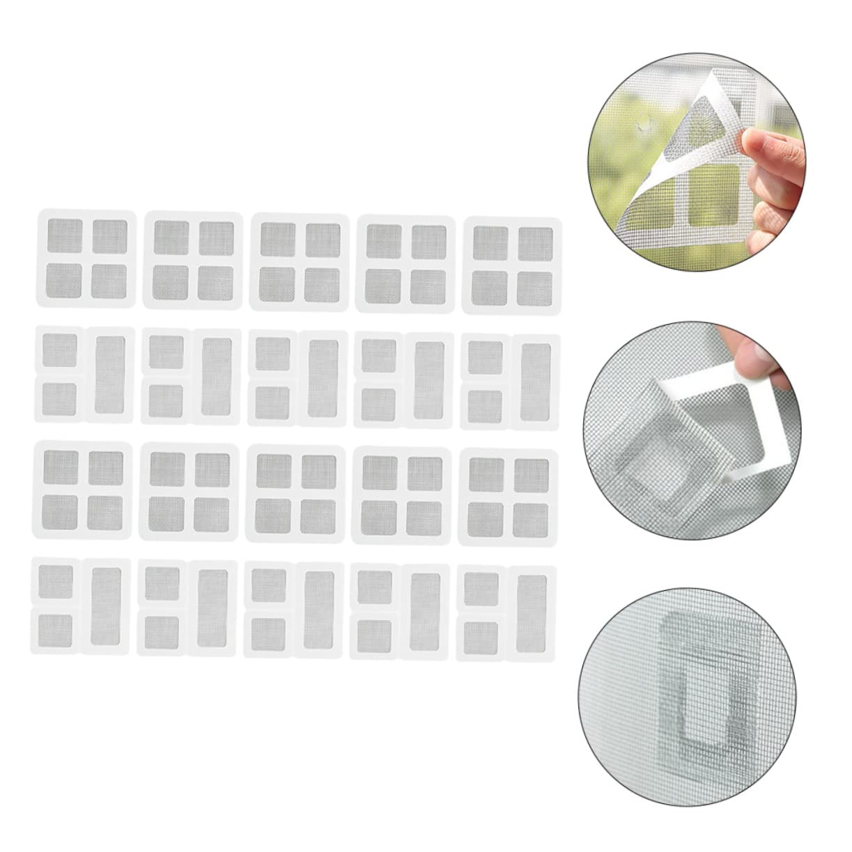 20pcs Screen Repair Kit Fiberglass Mesh Patches Easy to Install Window Screen Fix for Home Use DIY Strong Adhesive for Windows and Doors