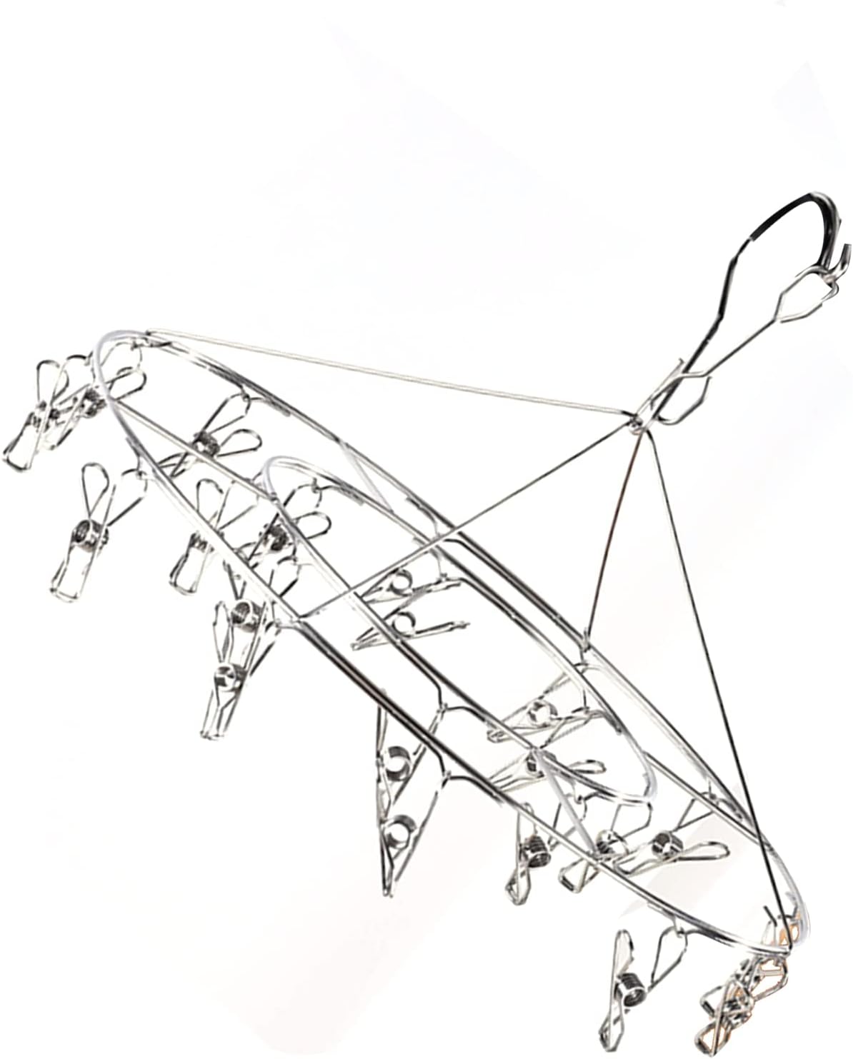 Clothes Drying Racks Clip Hangers, Clothes Drying Hanger Stainless Steel Multi Clip Laundry Drip Hanging Rack for Underwear Socks Hat(Round)
