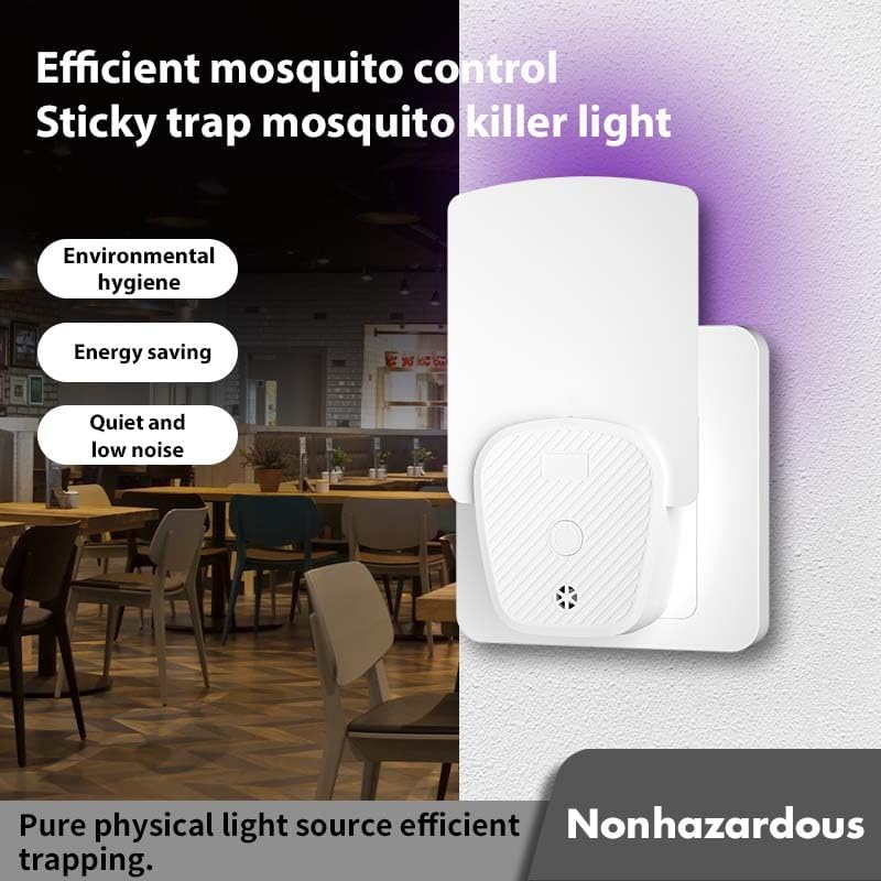 Plug-in Flying Insect Light Trap, 365-395nm UVA 4 LED Bug Catcher, Low Energy Silent Indoor Gnat Trap, Physical Sticky Fly Trap, Insect Trap for Home Kitchen Bedroom Office