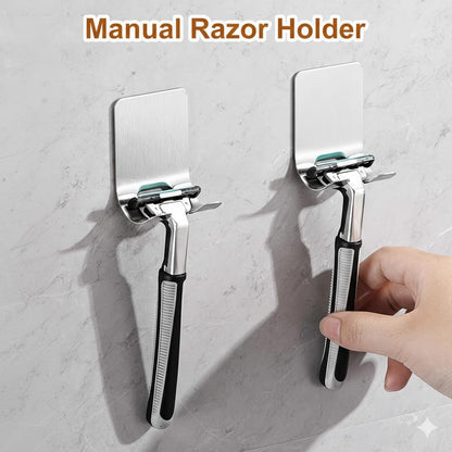 4 Pcs Gold Razor Loofah Holder for Shower Self Adhesive Waterproof Shaver Hooks Waterproof for wall Metal Heavy Duty Utility Storage Hanger Hooks Holder for Towels Accessories Kitchen Bathroom (Gold)