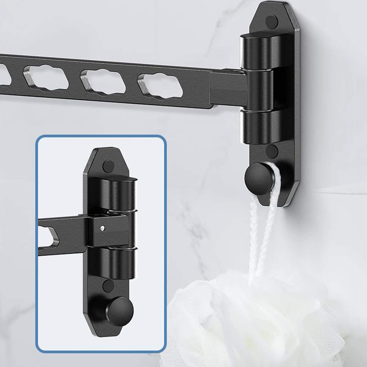 Laundry Rack, Wall-Mounted Airer, Folding Drying Rack Bathroom Invisible Clothes Rail Wall-Mounted Balcony Bathroom Small Clothes Drying Artifact