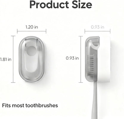 3 PCS Wall Mounted Toothbrush Holders for Bathrooms with Cover, Dustproof Strong Adhesive Toothbrush Holder, No-Drill Space-Saving Shower Toothbrush Organizer Set for Family & Travel (White)