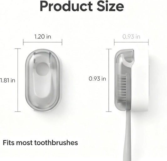 3 PCS Wall Mounted Toothbrush Holders for Bathrooms with Cover, Dustproof Strong Adhesive Toothbrush Holder, No-Drill Space-Saving Shower Toothbrush Organizer Set for Family & Travel (White)