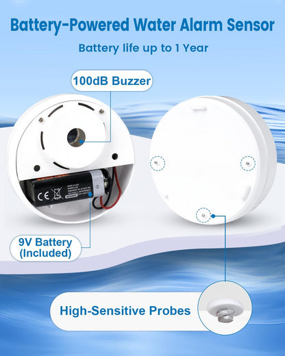 5 Pack Water Leak Detectors for Home, 100dB Waterproof Water Sensor Alarm Leak Detector for Basements, Bathrooms, Laundries, Sinks, and Windows(Battery Included)