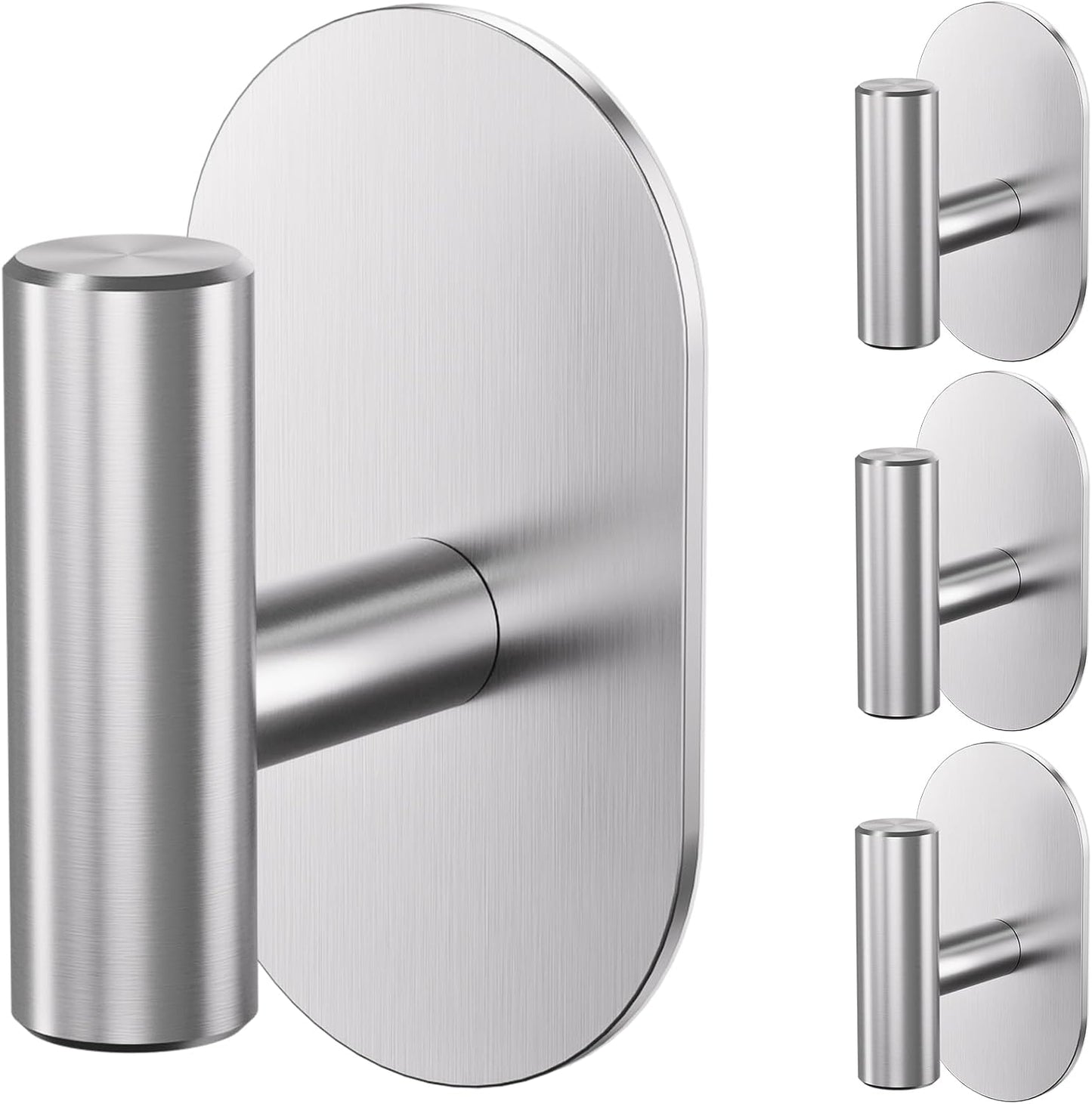 Aikzik Black Adhesive Hooks Heavy Duty-Max 26lb, Wall Hooks for Shower, Bathroom, Towel, Coat, Robe, Stainless Steel Hooks for Hanging, Sticky Hooks for Walls No Damage- 4 Pack