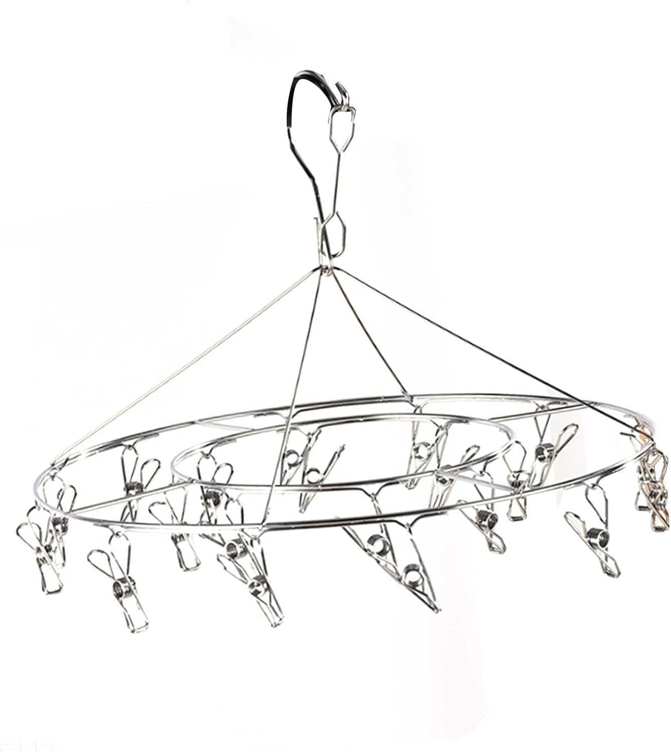 Stainless Steel Sock Drying Rack, Multi Clip Clothes Drying Rack Underwear Hanger Sweater Drying Rack Sock Clips Hang Dry Clothes Rack for Socks, Underwear (No Loop Round)