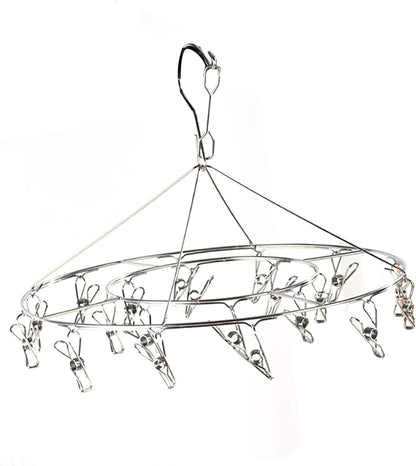 Clothes Drying Racks Clip Hangers, Clothes Drying Hanger Stainless Steel Multi Clip Laundry Drip Hanging Rack for Underwear Socks Hat(Round)