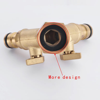 never break NPT3/4 Copper two Outlet Solid Brass Quick Connector Faucet Diverter Valve 2 Way Heavy Duty Brass Garden Hose Splitter, Hose Connector 3/4", Hose Spigot Adapter with 2 Valves (2-Way)