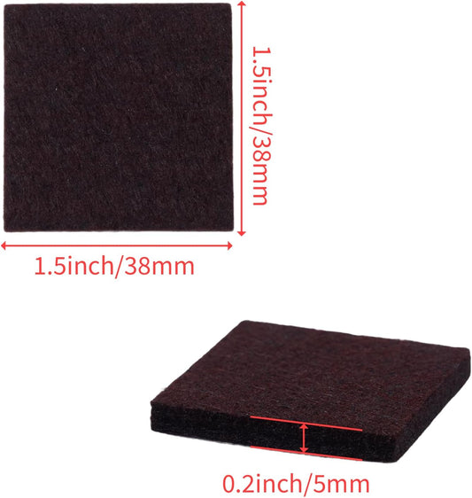 Furnigear 1.5x1.5 Inch Square Felt Furniture Pads, 18Pcs Self-Adhesive Floor Protectors for Chair Legs, Hardwood Floors - Cuttable, Anti-Scratch, Brown