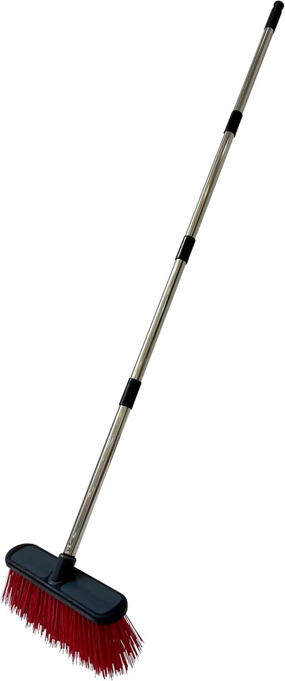 Fit for the Job Heavy Duty Outdoor Broom with Stiff Synthetic Bristles for Garden, Patio, Driveways, Concrete, Paving, Decking and Tarmac with Durable 4-Part Aluminium Handle - Ideal for Wet Debris