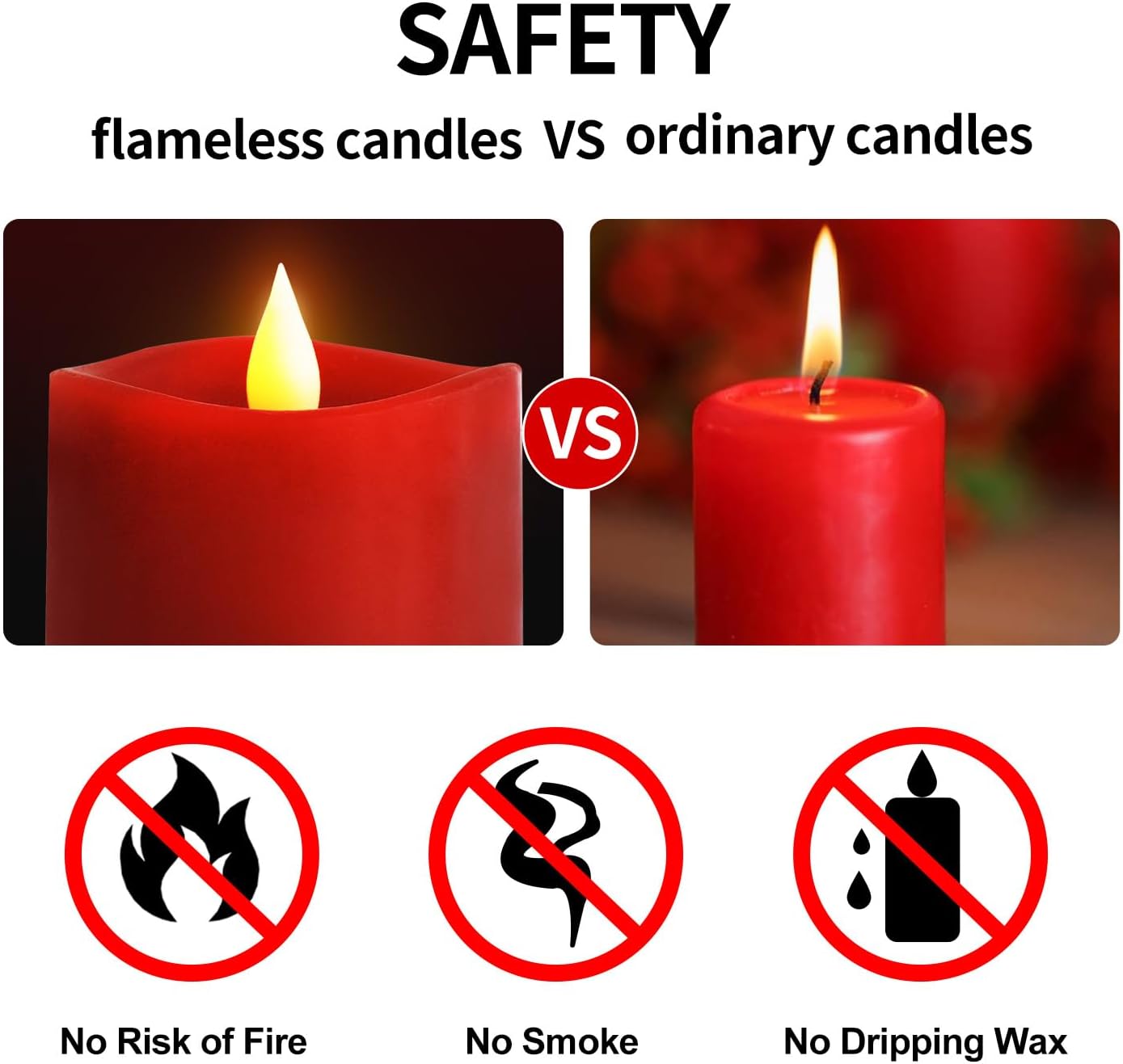 3x3 Flickering Flameless Candles Set of 2, 2AA Battery Life 600 Hours Battery Candles Flickering with Timer,3 inch Flameless Candles with Remote for Indoor/Outdoor, Ivory
