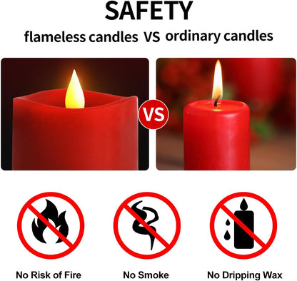 3x3 Flickering Flameless Candles Set of 2, 2AA Battery Life 600 Hours Battery Candles Flickering with Timer,3 inch Flameless Candles with Remote for Indoor/Outdoor, Ivory