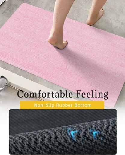 Mecko Bath Mat Rug, Rubber Non-Slip Quick Dry Absorbent Thin Bathroom Rugs Fit Under Door Bathroom Floor Mats-Shower Rug for in Front of Bathtub, Sink, Shower Room(Light Grey,16"x24")