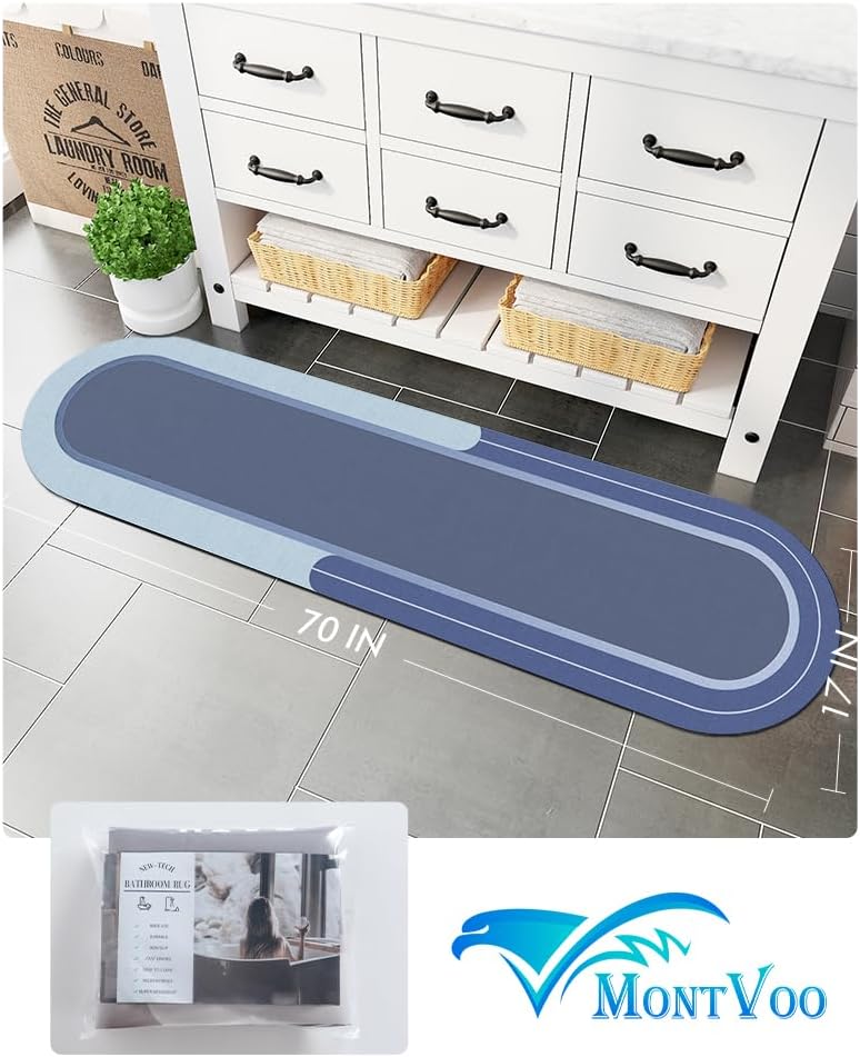 MontVoo Bath Mat - Non Slip, Quick Dry, Stain Resistant Bath Mat Rug for Bathroom Floor - Easy Care Shower Rug for Outside Bathtub - 17"x27" Grey