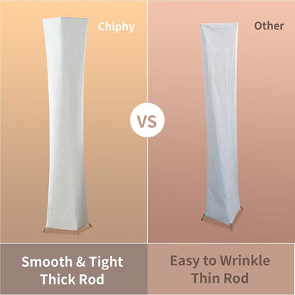 chiphy Floor Lamp, Dimmable 61" Tall Standing Lamp, 3 Levels Adjustable Brightness 12Wx2 LED Bulbs, Column Floor Light w/White Fabric Shade, Home Decor for Living Room, Bedroom, Kids Room