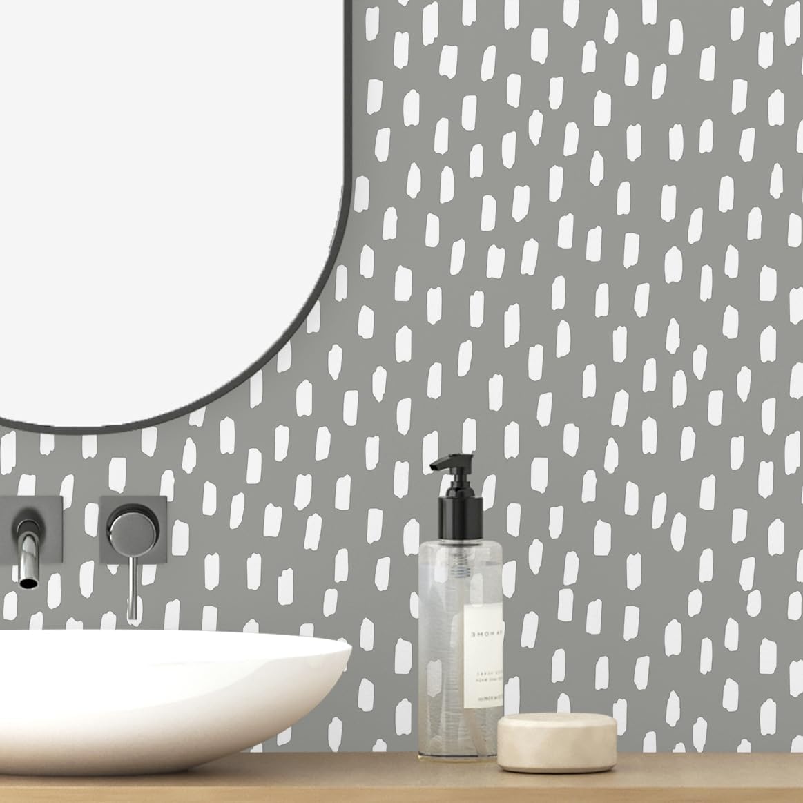 HAOKHOME Peel and Stick Wallpaper Boho Modern Dots Wall Paper Removable for Bathroom Caramel/White Contact Paper 17.3in x 9.8ft