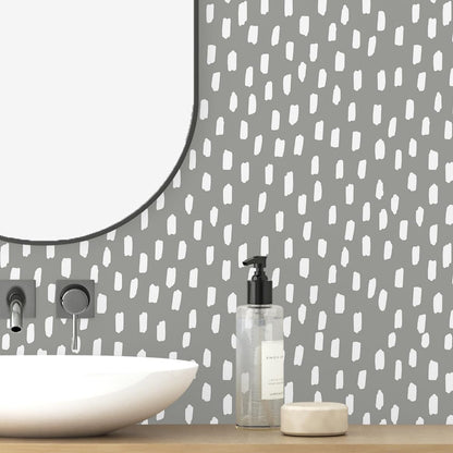 HAOKHOME Peel and Stick Wallpaper Boho Modern Dots Wall Paper Removable for Bathroom Caramel/White Contact Paper 17.3in x 9.8ft