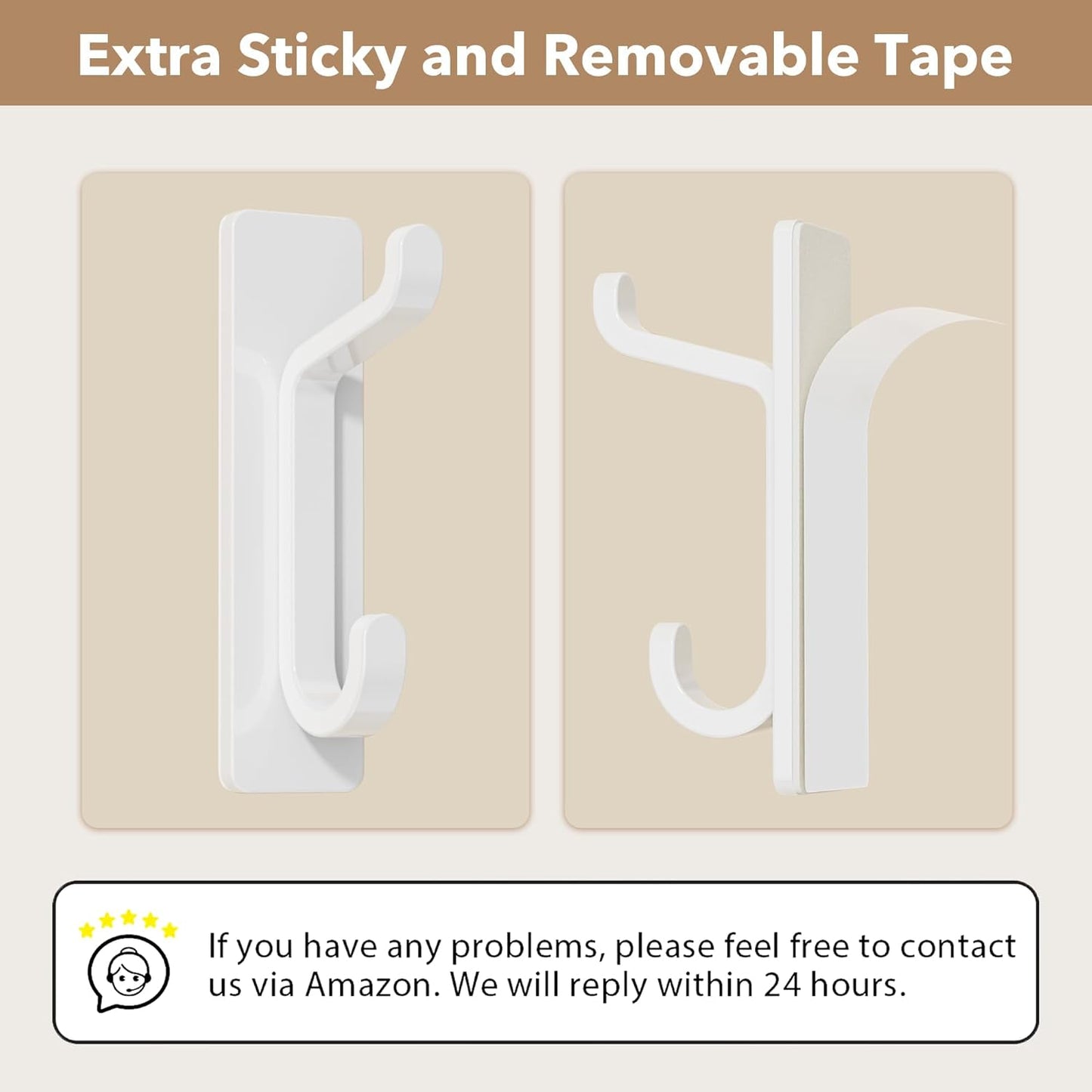 pickpiff Wall Hooks for Coat and Towel: 13LB Strong Adhesive Door Hanger Stick on, White 4 Pack