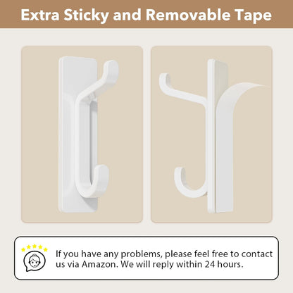 pickpiff Wall Hooks for Coat and Towel: 13LB Strong Adhesive Door Hanger Stick on, White 4 Pack