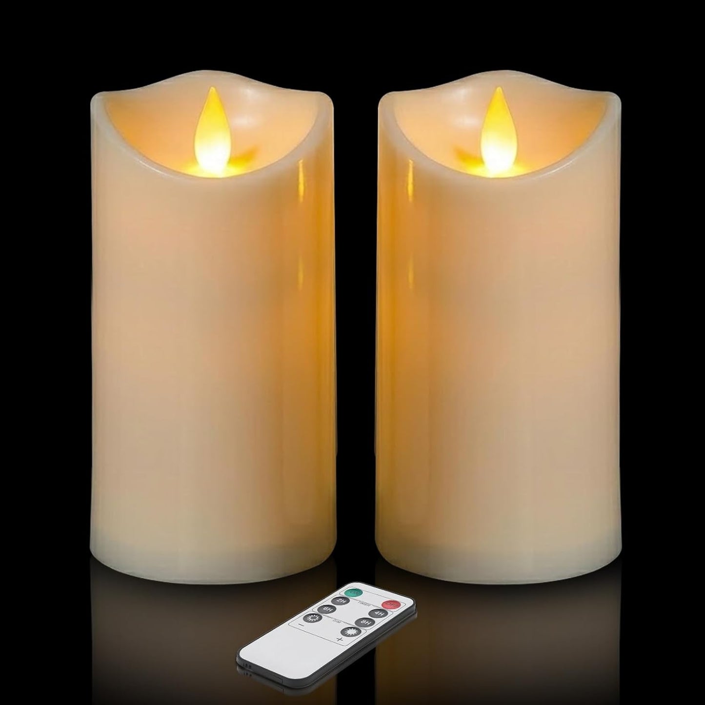 Flameless Candles 4" 5" 6" Set of 3 Outdoor Indoor Ivory Pillars Battery Operated Flickering Candles Include 8-Key Remote Timer Function, Fake Plastic Candles for Wedding, Aniversary, Christmas Decor