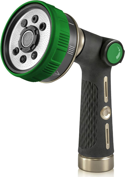RAINPOINT Hose Sprayer Nozzle Heavy Duty - 8 Spray Patterns Garden Hose Nozzle with Adjustable Flow Control for Watering Plants, Washing Cars,Washing Pets, Thumb Control (Green)