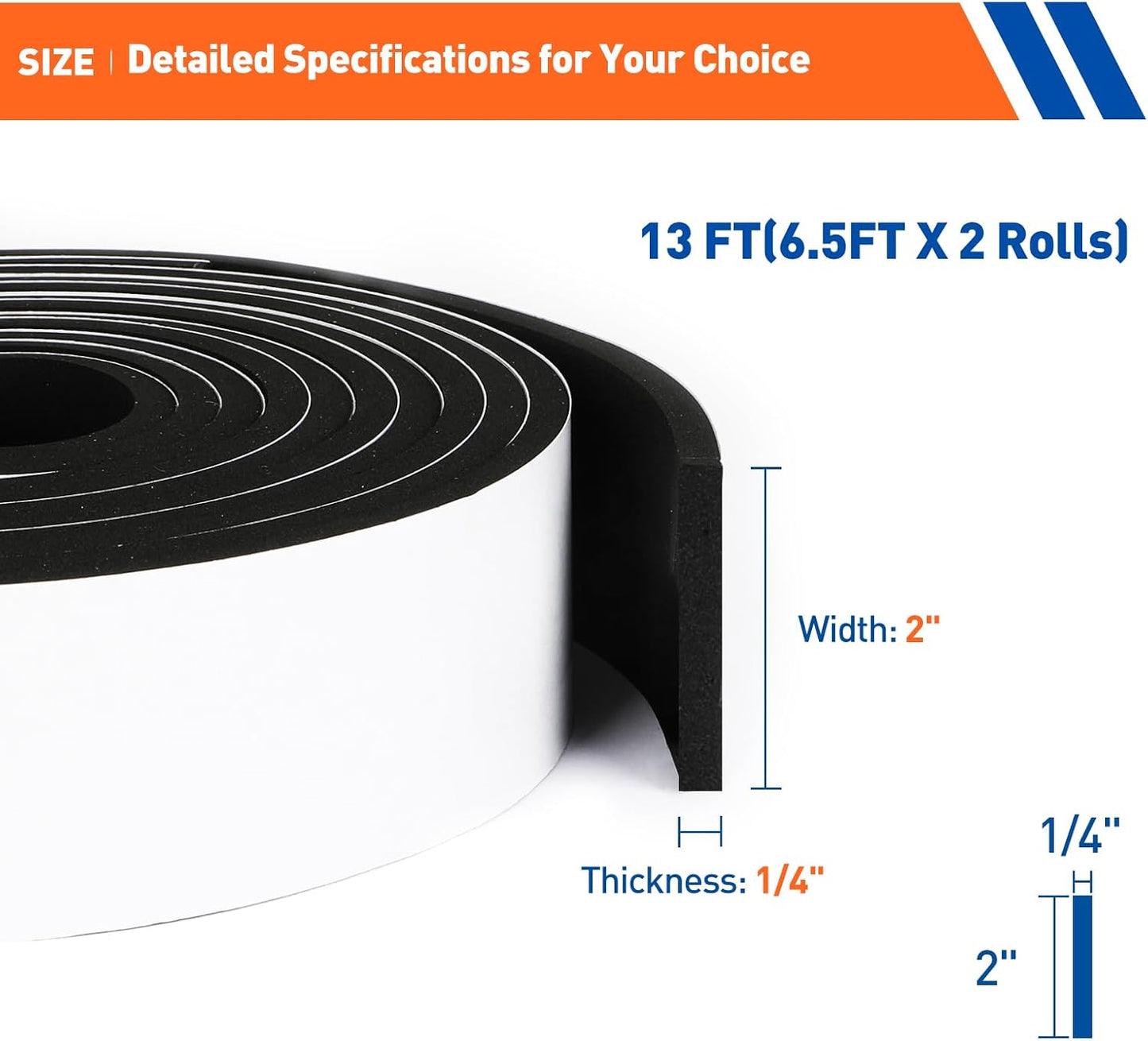 MAGZO Weather Stripping Door Seal, 1/2 Inch Wide X 1/8 Inch Thick Adhesive Foam Tape Soundproof Weatherstripping for Windows, 3 Rolls Total 50FT Black