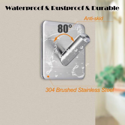Fotosnow Matte Black Adhesive Wall Hooks, 15lbs Locking Curve Anti Slip Stainless Steel No Drill Stick On Hooks for Bathroom Shower Towel Coat Kitchen