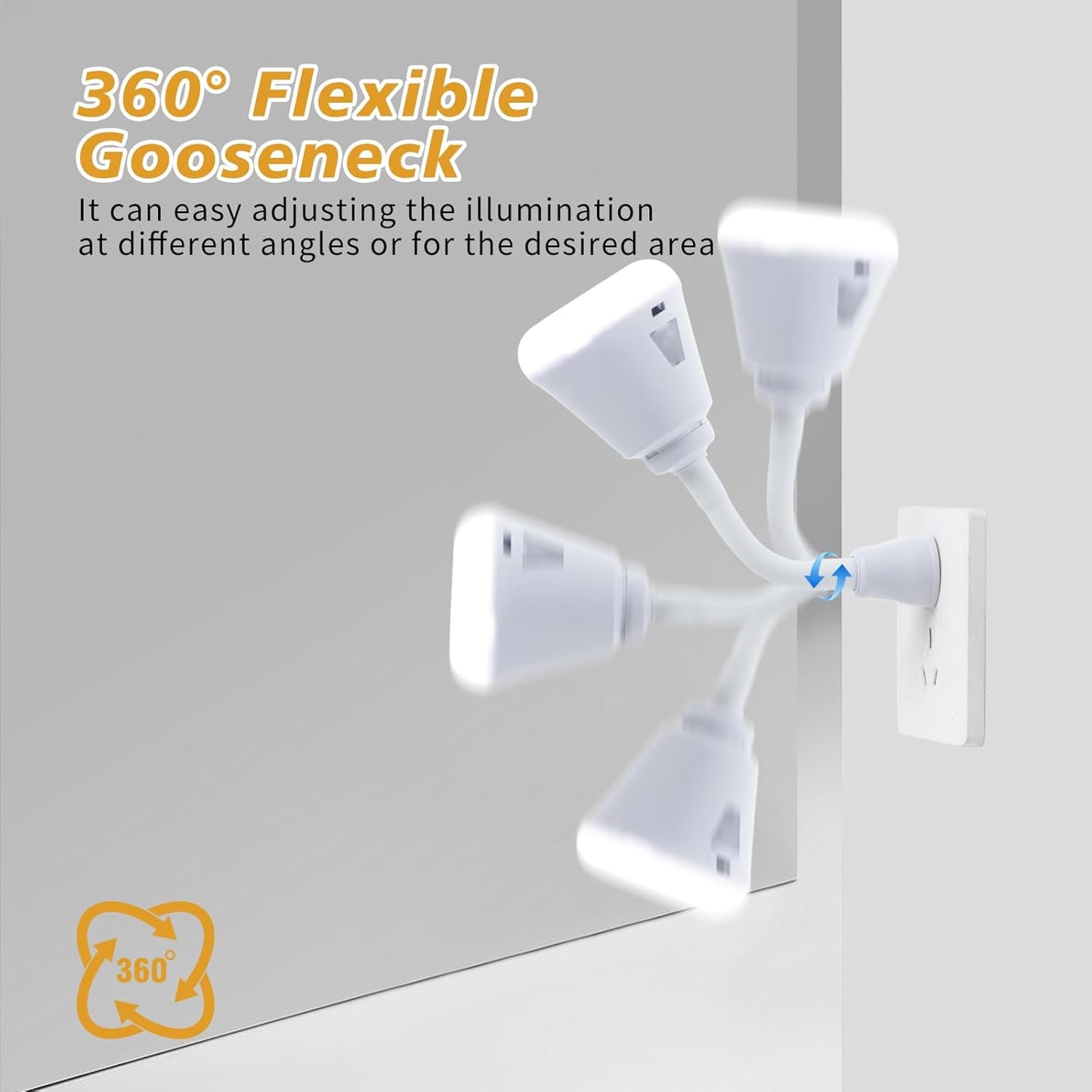 2 Pcs Plug in Motion Sensor Night Light Indoor LED Infrared Motion Detector Night Light for AC Outlet, Dusk to Dawn Sensor, 360° Rotating for Stairs Garage, 6W Cool White Light US Plug