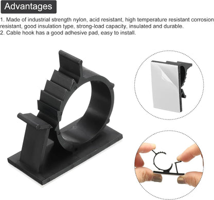 MECCANIXITY 25Pcs Cable Management Clips, 13-16mm Dia Self Adhesive Nylon Wire Holder, Adjustable Organizer Clamp for PC Desk Office, White