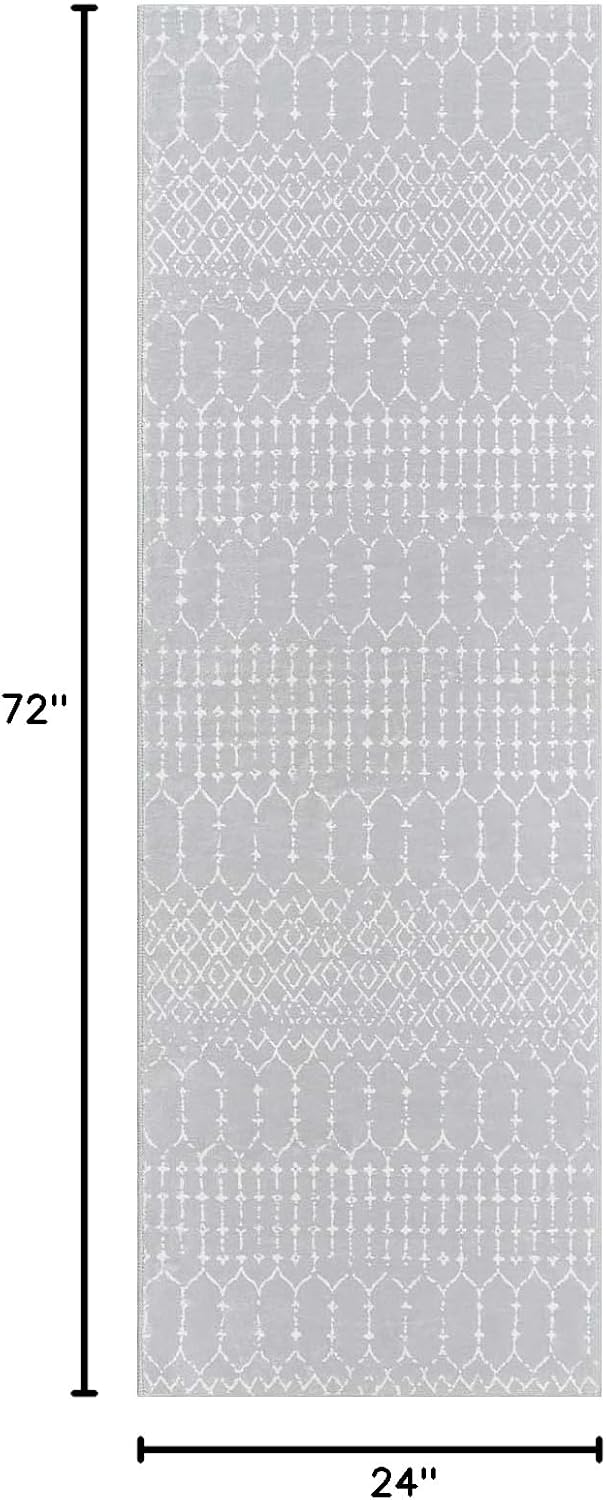 Lahome Moroccan Entry Rug 2x3, Non-Slip Washable Front Indoor Door Mat Rubber Backing Low-Profile Door Rugs, Small Geometric Print Distressed for Entryway Bathroom Kitchen, Black Hana