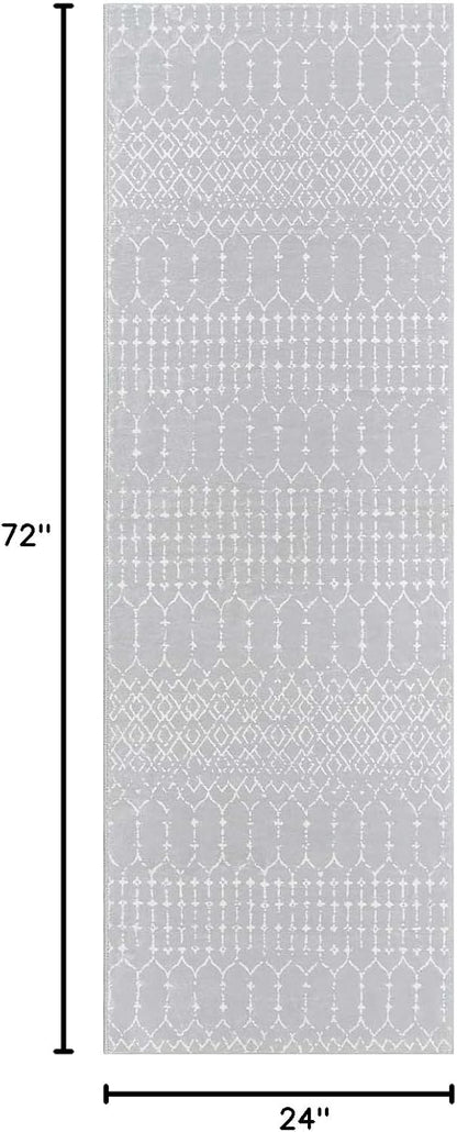 Lahome Moroccan Entry Rug 2x3, Non-Slip Washable Front Indoor Door Mat Rubber Backing Low-Profile Door Rugs, Small Geometric Print Distressed for Entryway Bathroom Kitchen, Black Hana