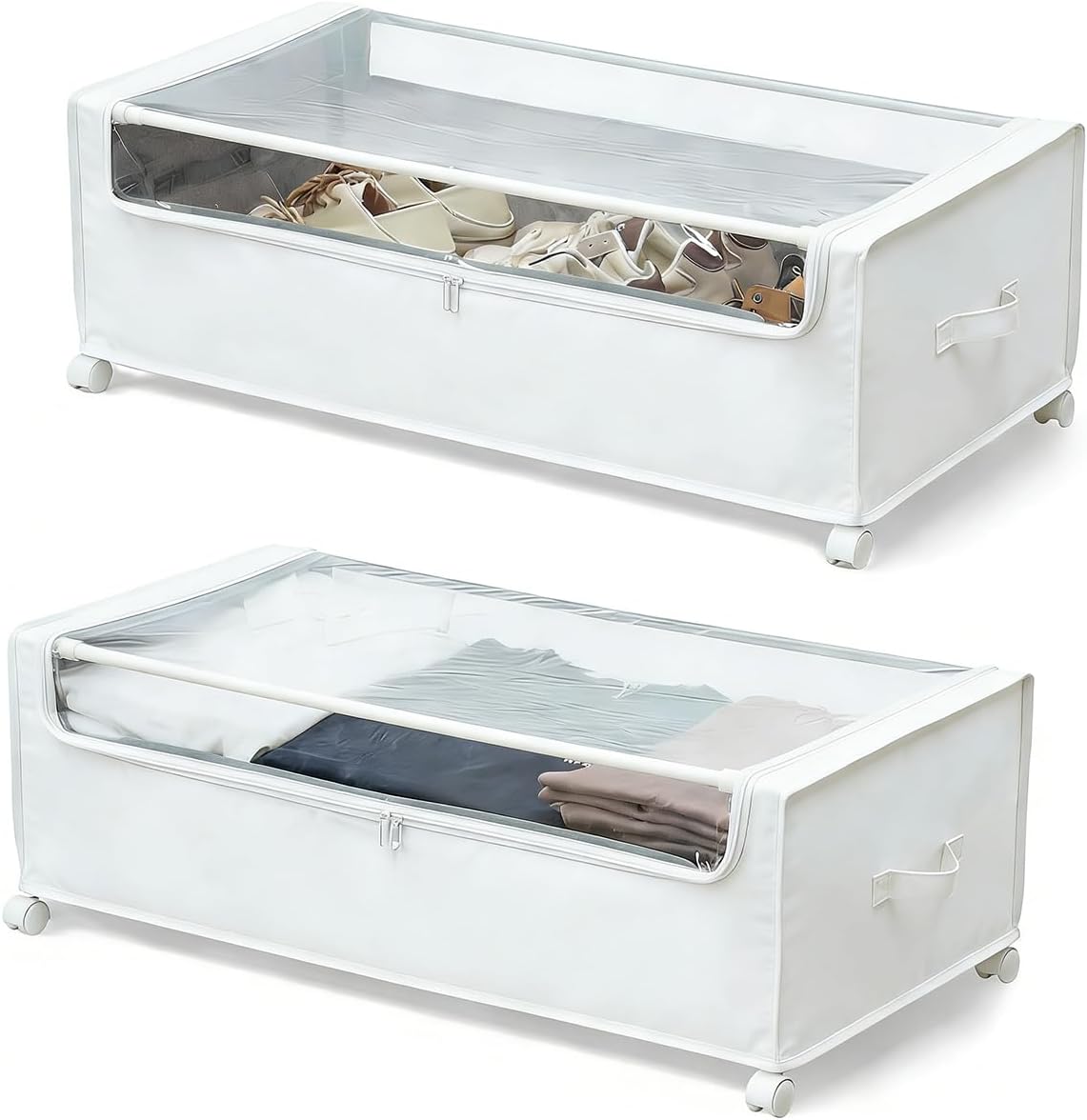FOUCSSOMEI Under Bed Storage with Wheels, Under The Bed Storage Drawers On Wheels, Rolling Underbed Drawers, Lockable, Heavy Duty