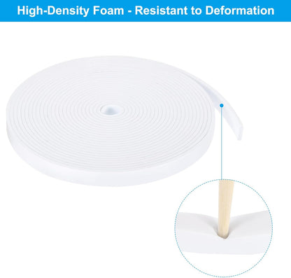PATIKIL Weather Stripping Door Seal Strip, 3/8 Inch x 1/4 Inch x 32 Ft Self Adhesive Soundproof High Density Foam Tape Insulation for Door Window Air Conditioning, White - Colors A
