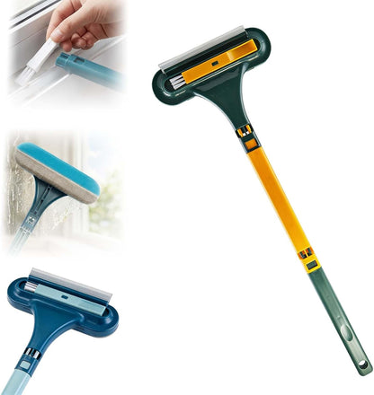 Window Screen Cleaning Brush, 2 in 1 Detachable Multi-Purpose Window Screen Cleaner Tool with Squeegee, Mesh Screen Cleaner Brush with Wet and Dry Dual-Use for Patio Door Porch Screens (Blue, 1PC)