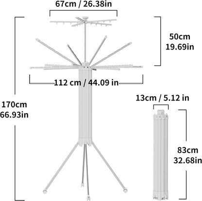 JOOM Tripod Clothes Drying Rack, Garment Rack Portable and Foldable Space Saving Laundry Drying Rack - Drying Rack Clothing Floor Folding Balcony Bedroom Household Wooden