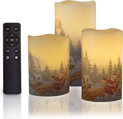 Battery Operated Flameless Candles with Remote Timer Real Wax Realistic Bright Flicker Flickering Electric Electronic LED Pillar Lights Home Wedding Party Decorations Set of 3 Rustic Texture Gray Grey