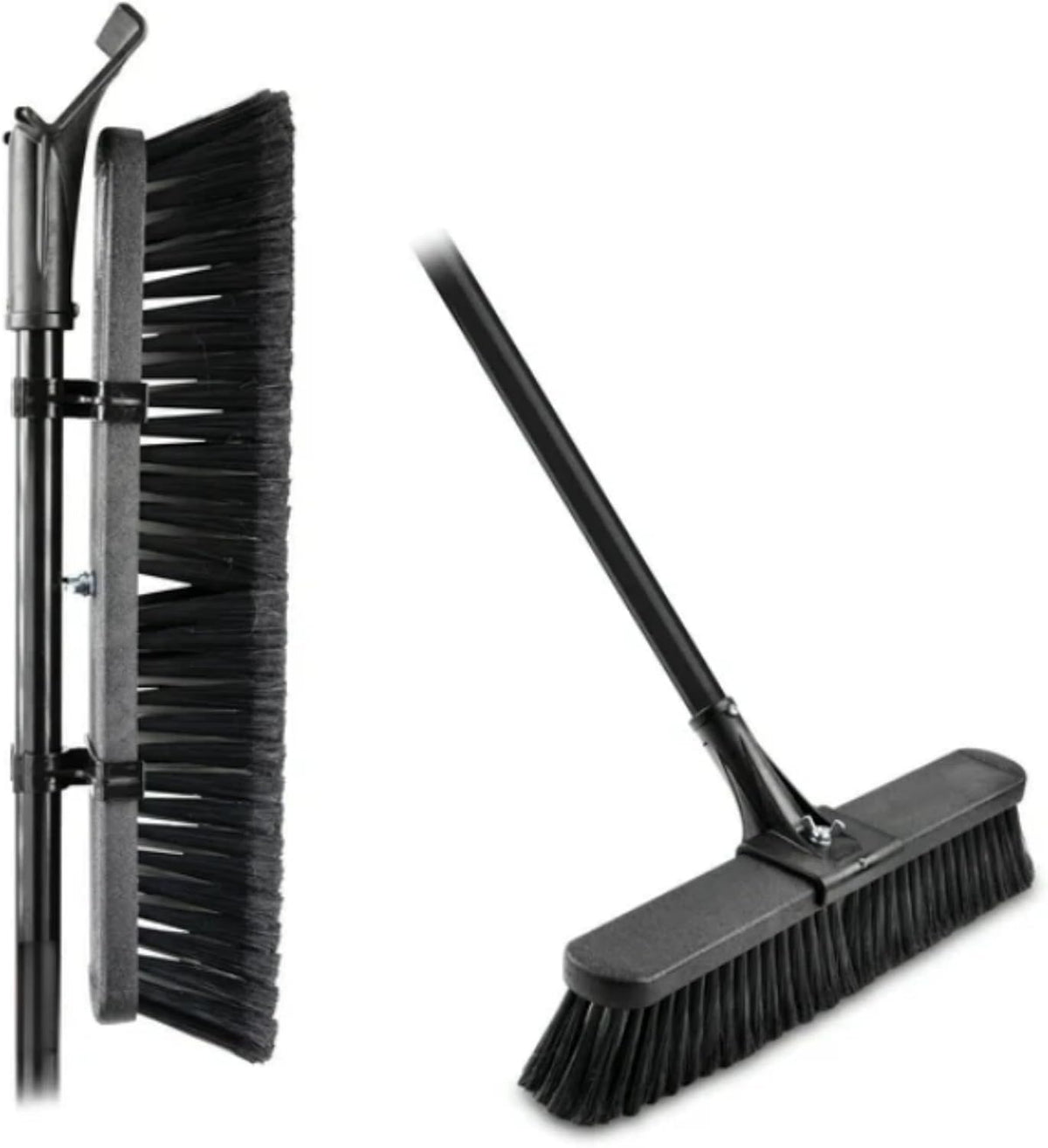 24-Inch Push Broom with 59" Metal Handle, Heavy-Duty Outdoor Broom with Stiff Flagged Bristles for Garage, Driveway & Patio