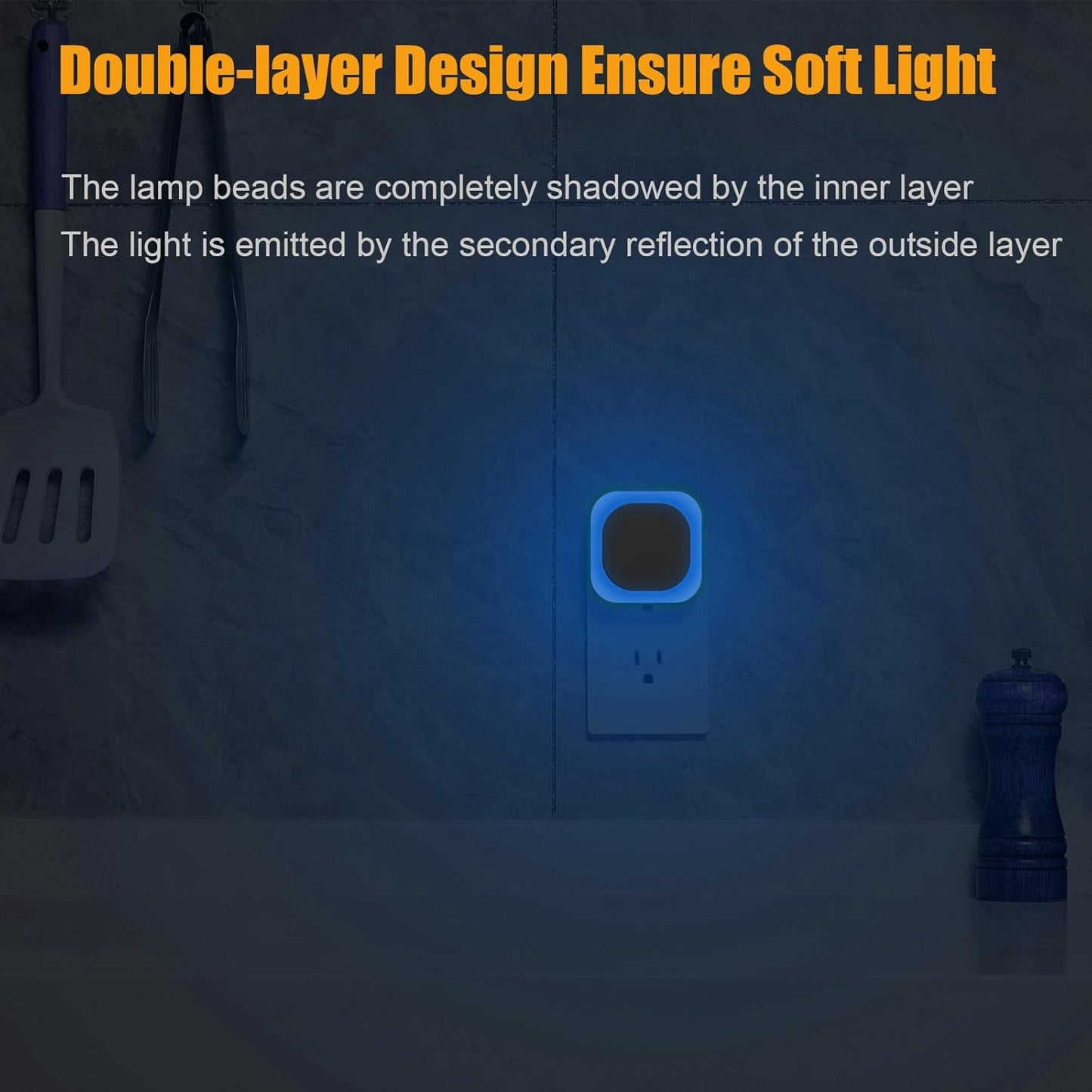 YUNLEX 2 Pack Red Night Light with Dusk to Dawn Sensor, Eye-Care Reflected Glow, 0% Blue Light True Red LED, 3-Level Brightness, Auto On/Off, Plug-in Nightlight for Sleep, Kids, Bedroom, Bathroom