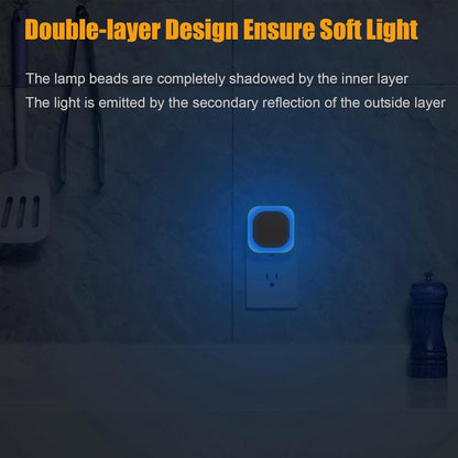 YUNLEX 2 Pack Red Night Light with Dusk to Dawn Sensor, Eye-Care Reflected Glow, 0% Blue Light True Red LED, 3-Level Brightness, Auto On/Off, Plug-in Nightlight for Sleep, Kids, Bedroom, Bathroom
