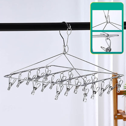 Clothes Drying Racks Clip Hangers, Clothes Drying Hanger Stainless Steel Multi Clip Laundry Drip Hanging Rack for Underwear Socks Hat(Round)