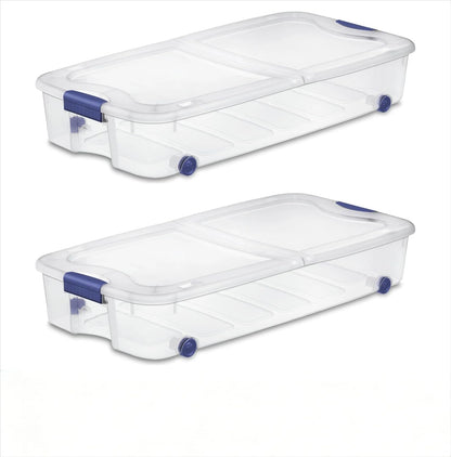 66 Quarts of Transparent Plastic Storage Box, with A Lockable Lid, Large Capacity Storage Box, Stackable and Durable, Suitable for Bedrooms, Garages, Tool Rooms, and Office Organization
