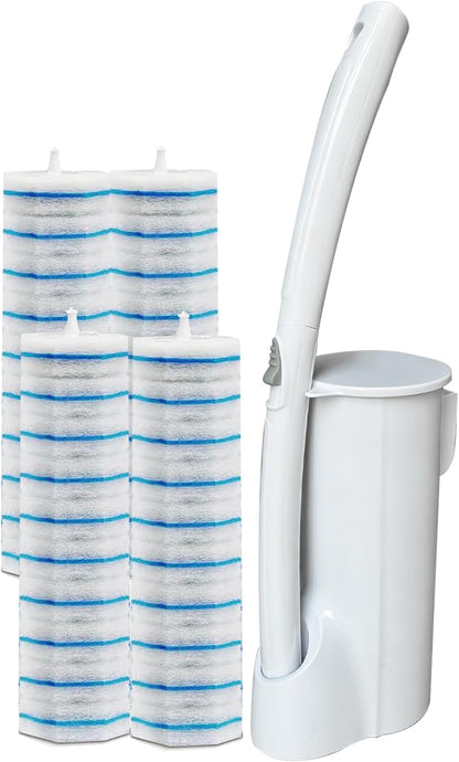 40 Disposable Toilet Brush Replacement Pads, Wall Mounted Toilet Holder Set Toilet Cleaning System Starter Kit, Toilet Stick Pads (White)
