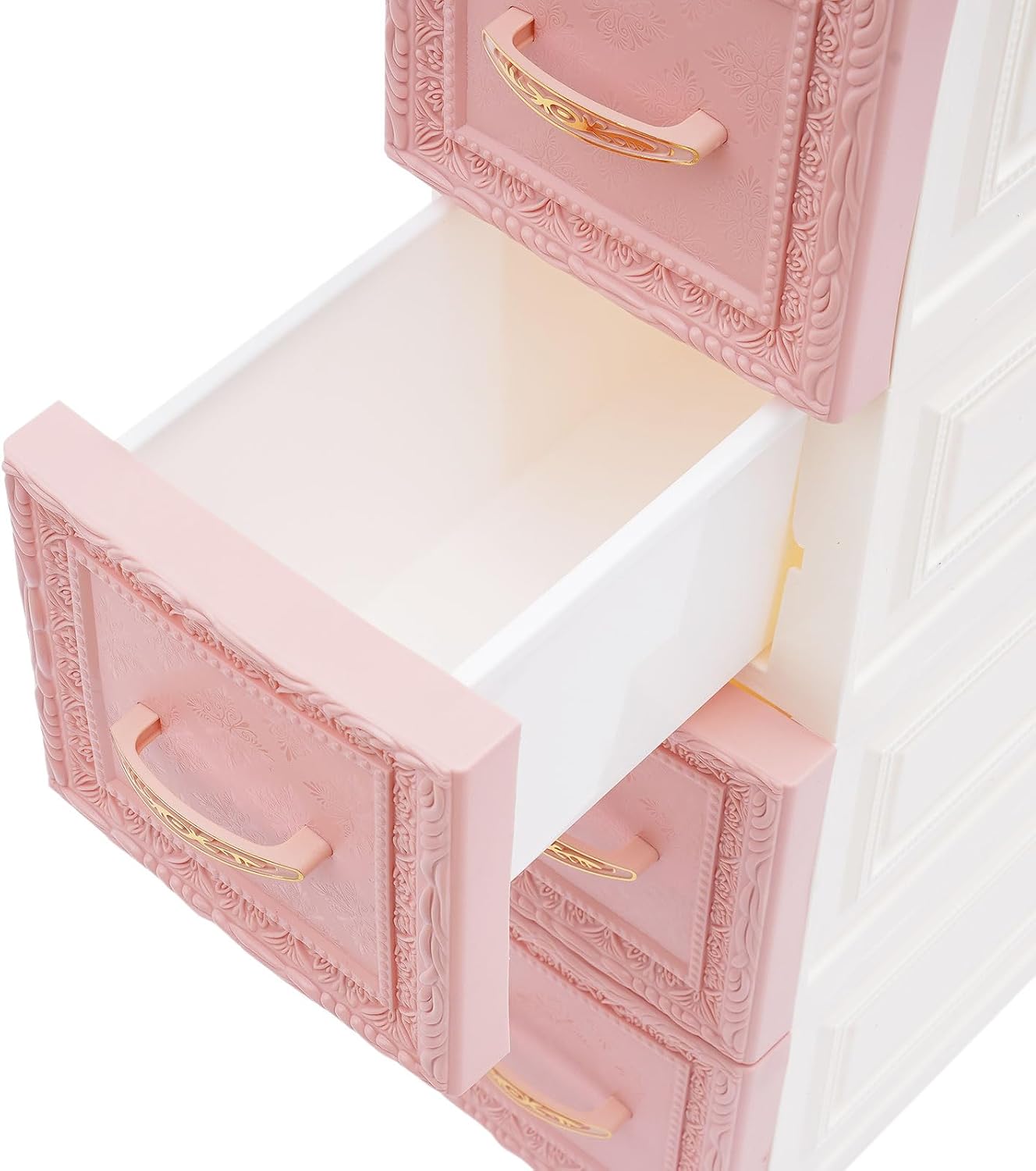 8 Drawers Narrow Storage Cabinet with Wheels,Slim Floor Cabinets,Rolling Organizer Cart for Small Spaces,Pink