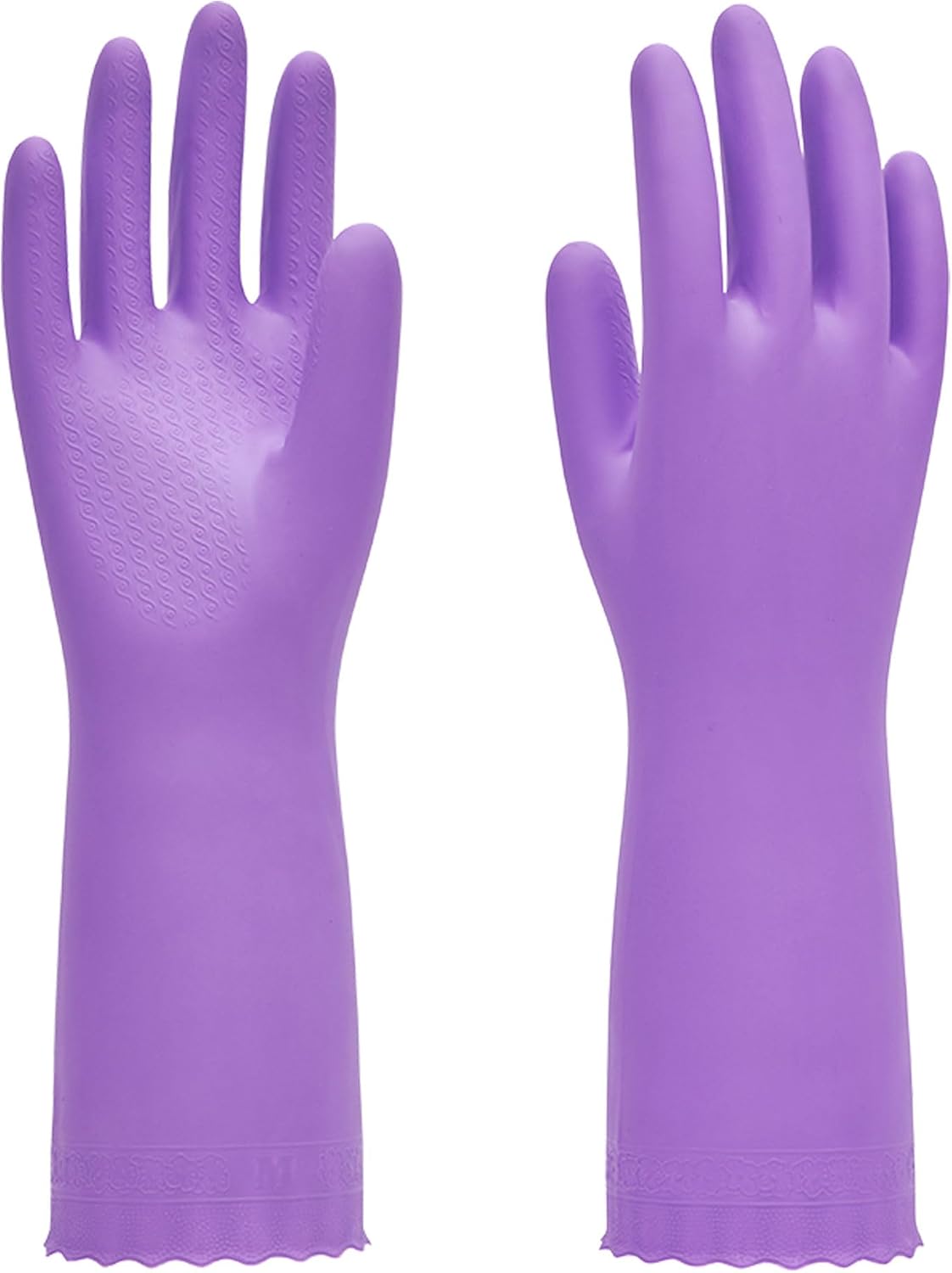 PACIFIC PPE 2 Pairs Reusable Dishwashing Cleaning Gloves with Latex Free, Cotton Lining, Kitchen Gloves, Blue, Medium
