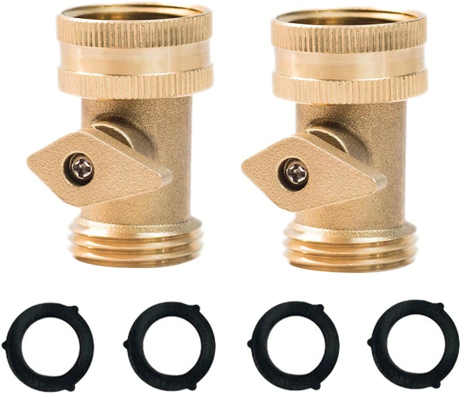 HQMPC Heavy Duty Brass Shut Off Valve Big Flow,Garden Hose Shut Off Valve For Garden Lawn Irrigatiion Garden Hose Connector Big Handle Easy Turn On Off (2PCS) +4 Extra Pressure Washers