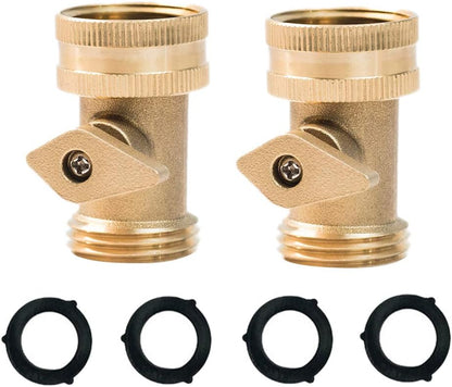 HQMPC Heavy Duty Brass Shut Off Valve Big Flow,Garden Hose Shut Off Valve For Garden Lawn Irrigatiion Garden Hose Connector Big Handle Easy Turn On Off (2PCS) +4 Extra Pressure Washers